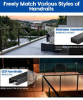 16 To 20 Ft Modular Black Cable Railing Kit For Decks With 36 Inch Posts And 5 Level Post Kit, evening and daylight views