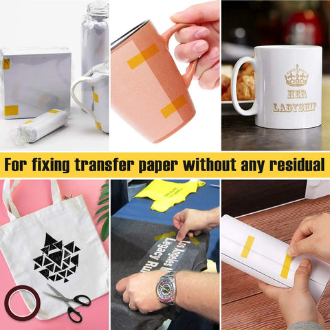 Heat Resistant Sublimation Tape Set, 10 Rolls 10mm By 33m 108ft, used for securing transfers on mugs and textiles, no residue