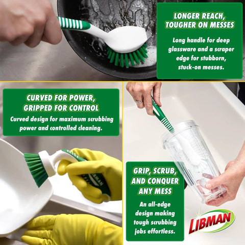 Ultimate Scrub Brush Kit Three Piece All Purpose Cleaning Set For Kitchen Sinks Basins And Dishes With Tough Nylon And Polymer Bristles And Easy Grip Handles For Quick Deep Cleaning