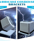 Four And A Quarter Inch Hurricane Condenser Brackets With Screws Four Pack securing a condenser unit before and after image