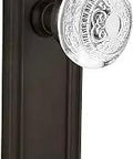 Passage Door Knob Set With Crystal Egg And Dart Knobs On Oil-Rubbed Bronze Mission Plate, 2.75 Inch, Double Sided For Interior Doors