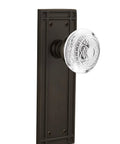 Mission Style Single Dummy Door Hardware Surface Mounted in Oil Rubbed Bronze, featuring crystal knob and forged brass backplate