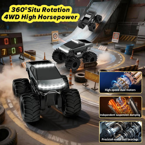 Amphibious 1 to 18 Scale RC Car Beasts All Terrain 4WD Off Road Pickup Waterproof 2.4GHz Remote Control Truck on racetrack