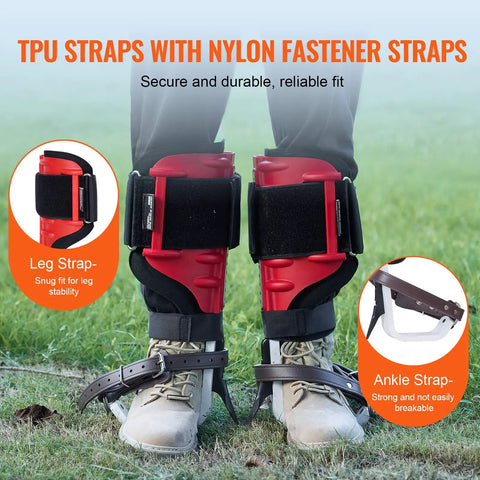 Aluminum Tree Climbing Spikes 1 Pair With Straps And Spike Protectors 350 Pound Load Capacity Arborist Gear For Climbing Hunting And Fruit Picking Red For Tough Jobs