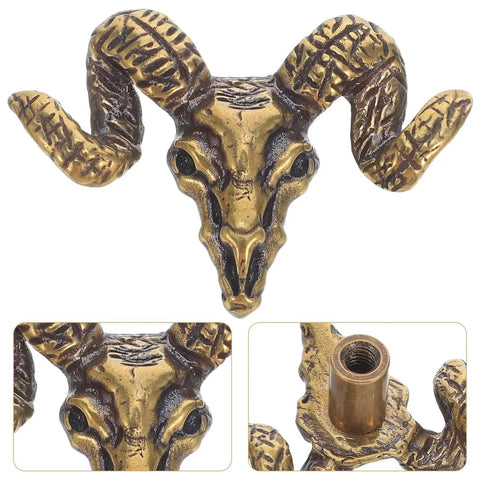 Brass Goat Head Cabinet Knob Pull Handle Vintage Animal Drawer Knob For Kitchen Cabinets And Dresser Rustic Metal Cupboard Hardware Durable Goat Head Design With Premium Craftsmanship Ideal Rustic Farmhouse Decor