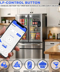 App Controlled Smart Lock For Snacks Food And Alcohol With Built In Timer And Scheduling Modes For Fridge Cabinet Or Pantry Keep Temptation Locked Tight; mobile app interface shown.