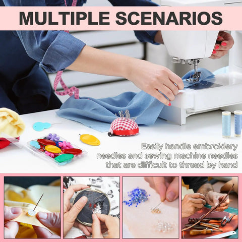 24 Piece Needle Threader Kit With Four Types And Clear Storage Box for hand sewing near sewing machine and thread spools