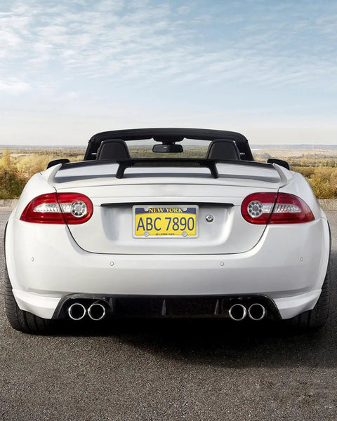 Rear view of car with Crystal Clear License Plate Frame Covers 2 Pack Flat Tag Shield Protector, stainless steel chrome holder.