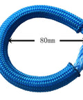 Ridiculously Strong One Quarter Inch Synthetic Soft Shackle For Atv Offroad Recovery And Boat Sailboat Halyard Towing With Badass Ten Thousand Eight Hundred Pound Break Strength Plus Load Limit Two Seven Hundred, detailed view of braided blue rope.