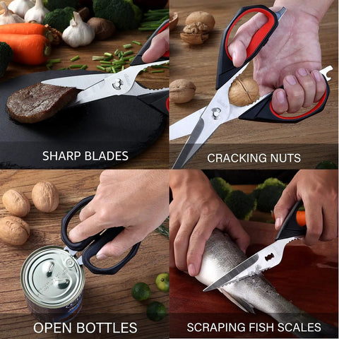 Heavy Duty Kitchen Scissors 9.25 Inch Come Apart Poultry Shears 2 Pack stainless steel for meat, nuts, cans, fish