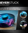 PowerDetect Self Empty Robot Vacuum With NeverStuck Tech showing advanced object detection and obstacle navigation features.