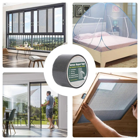 Heavy Duty Screen Repair Tape For Windows And Doors Self Adhesive Fiberglass Mesh Patch Waterproof Window Screen Patch Kit Tear Resistant And Abrasion Proof For No Fuss Quick Fix in use on windows and doors