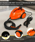 Heavy Duty 1800W Steam Cleaner Packing Five Bars Of Super Hot Vapor At 320F To Blast Away Grime Fast on a carpet during use.