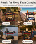 Lightweight Folding Camping Table With 4 Cup Holders Waterproof Canvas Outdoor Table For Beach Camping Tailgating Picnics Campfires Easy Carry Bag in various settings