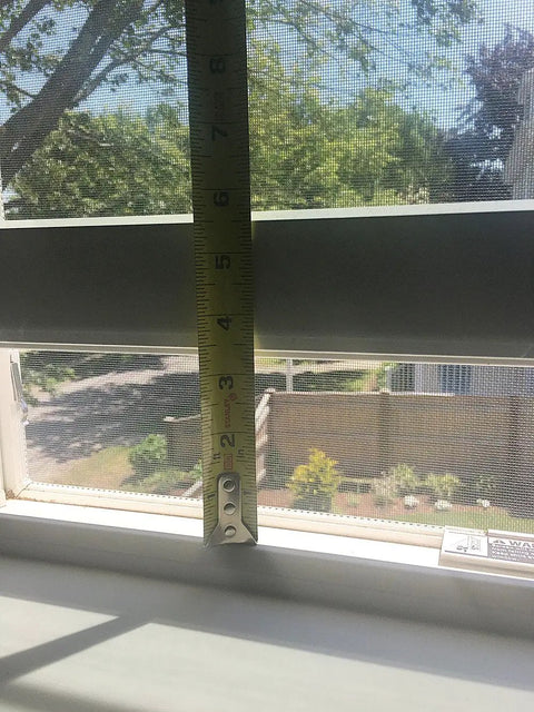 Tape measure showing window height for installing Kids Safe Window And Door Locks 4 Pack For Babyproofing Your Home Stops Windows Sliding Glass Doors Shower Doors And Closet Sliders From Opening Easy To Install Durable Childproofing Solution For Parents.