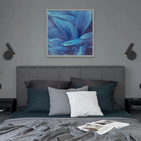 Modern bedroom with Wall Mounted Reading Light For Bedroom With LED Swing Arm Sconce, Sleek Black Metal above headboard