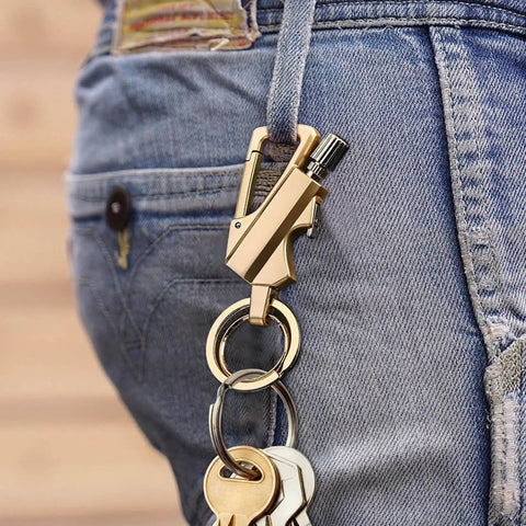 Infinity Kerosene Lighter 3 In 1 Keychain Bottle Opener Igniter clipped to jeans
