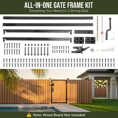 Beefy Heavy Duty 3x4 Ft Fence Gate Frame Kit In Galvanized Steel Anti Sag Design For Outdoor Use Built To Last Rust Resistant And Weatherproof Easy Install Strong Gate Support For Long Lasting Fencing, gate hardware and installed wooden yard gate