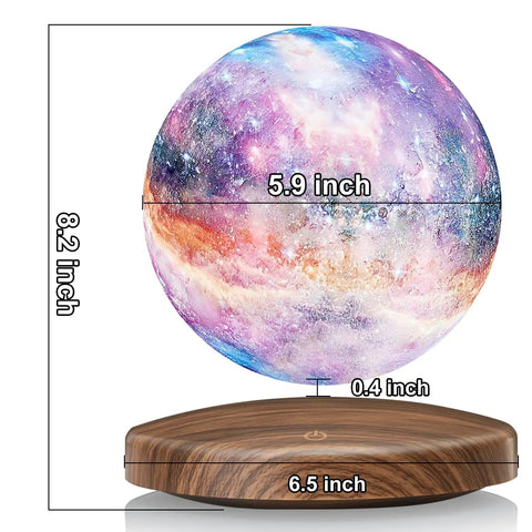Levitating Galaxy Moon Lamp With 18 Color Modes Floating 3D Moon Light Spinning In Midair above Magnetic Dark Base