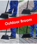 Heavy Duty 3 Pack Broom Set With 55 Inch Telescoping Pole And Padded Eva Grip for cleaning on various outdoor surfaces.