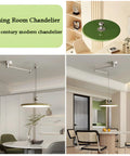 French Cream Dome Swing Arm Hanging Lamp With Acrylic Shade Pendant Light Iron Body Dope Three Color Temperature Modes For Bedroom Living Room Study Office Hotel Lobby Foyer Green in modern dining room