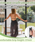 Woman using Self Stick Adhesive Cabinet Handles 30 Pack with Double Sided Tape on sliding doors, black finish shown.