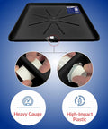 Heavy Duty Washing Machine Drain Pan With One Inch Drain Adapter Included For Leak Proof Floor Protection In Rust Resistant Plastic 30 Inch By 32.5 Inch By 1.75 Inch One Pack featuring heavy gauge and high-impact plastic close-up.