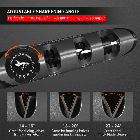 Six Position Adjustable Heavy Duty Knife Sharpener With Coarse And Fine Slots Handheld Manual Sharpening Tool For Kitchen Knives