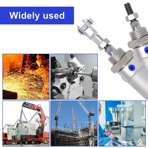 Compact 16mm Bore 300mm Stroke Air Cylinder Double Action Single Rod With Y Connector And Four Pneumatic Quick Fittings MAL16x300