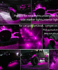 Purple LED Rock Lights 10 Pack Underglow Lighting Kit Universal for wheel wells illuminating various vehicles at night