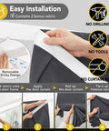 Hands installing Blackout Door Curtain Panel For Front Door And Small Windows, Thermal Insulated Privacy And Light Blocking, One 26x40 Inch Panel In Dark Grey on door using velcro.