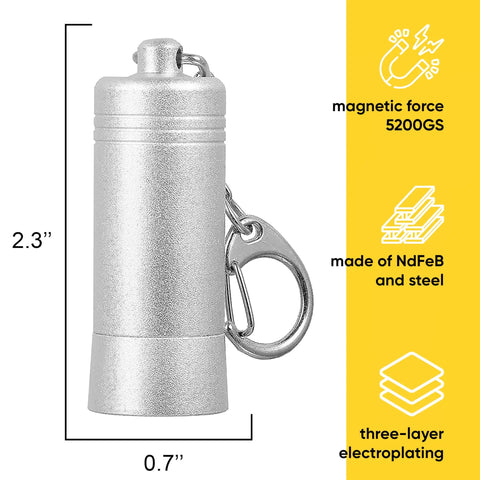 Magnetic Keychain With Neodymium Rare Earth Magnets, Pocket Sized Key Holder, Gold Tester Function, Rust Resistant Coated Metals, Easy Carry Hook And Split Ring For Everyday EDC Use
