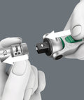 Zyklop 8000 C Half Inch Drive Ratchet With Five Tools In One shown with socket attachment in hand, ideal for tight spaces.