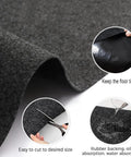 Close-up of Oil Spill Garage Floor Mat 29 By 36 Inches Under Car Absorbent Pad With Waterproof Backing, showing texture and cutting.