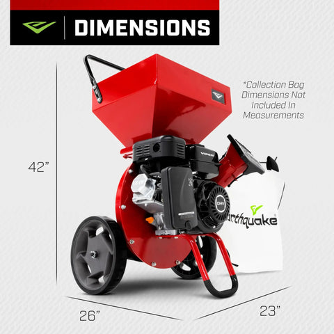 Heavy Duty 212cc 4 Cycle Chipper Shredder With 20 To 1 Reduction Turns Branches Up To 3 Inches Into Mulch, Airless Wheels