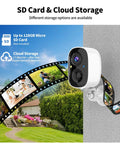 Outdoor view featuring 2K Wireless Outdoor Security Cameras Set Up Made Easy with SD and cloud storage options displayed