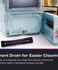 Portable Countertop Nugget Ice Maker Delivers Sick Chill Levels With Legit Chewable Snow Ice Ready Fast showing front drain for easy cleaning.