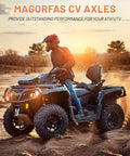 Rider on ATV showcasing Rear CV Axle Shaft With Wheel Bearing For Polaris Ranger RZR S 800 2009 2014 And RZR 4 800 2010 2014