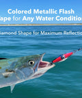 Precision Spoon Squid Fishing Lure For Spanish Mackerel Bluefish Tuna And More Size Zero With Ball Bearing Swivel Five Pack Assorted Chrome Pink Flash Silver Flash Chartreuse Flash Gold Flash Tackle Pro Grade Gear, red flash on hooked fish