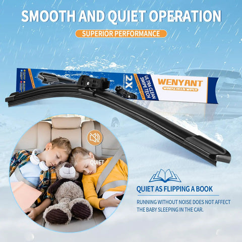 Heavy Duty 26 Inch Driver Side And 19 Inch Passenger Side Windshield Wiper Blades Set For Tesla Model 3 2017 2023 Front Wipers Replacement Easy Install Universal Fit with packaging and smooth operation feature