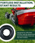Two Pack Heavy Duty Inner Tubes For 18x6.50-8 Through 20x10-8 With TR13 Straight Valve Stem Universal Fit Tire Tubes For Lawn Mowers displayed on grass