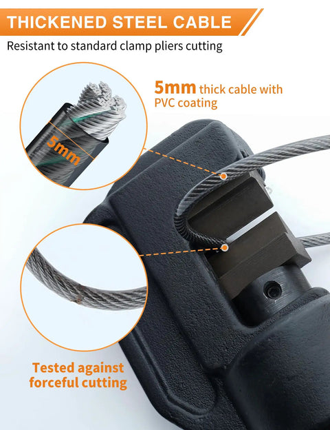 5mm thickened steel cable with PVC coating from 4 Digit Combination Cable Lock Set With 3 Replaceable Steel Cables For Gate Bike And Luggage Resettable Keyless Cable Lock In Grey Two Pack Easy No Hassle Security On The Go