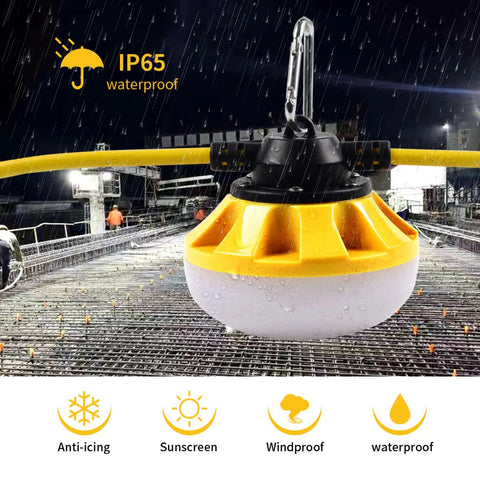 LED Construction String Lights 50Ft Industrial Grade Beefy Build For Construction Sites Renovations IP65 waterproof bulb close-up
