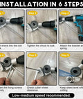 Installation steps for Sheet Metal Cutter Nibbler Drill Attachment With Titanium Steel Gear for stronger bite on drills