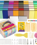 50 Color Polymer Clay Set For Kids And Artists, non sticky oven bake modeling clay with sculpting tools, two layer storage box