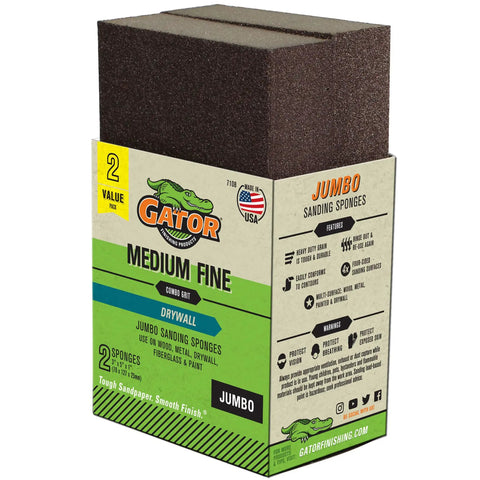 Pro Grade Sanding Sponges Pack Three By Five By One Inch Medium And Fine Grit product display in packaging