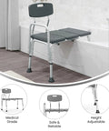 Adjustable Bath And Shower Transfer Bench With Back And Side Arm Rests, 300 Lb Capacity, Gray Safety Seat in bathroom setting