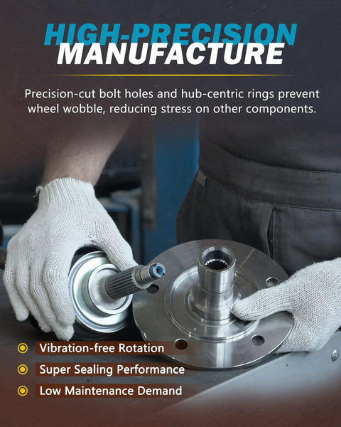 Mechanic holding front wheel bearing replacement kit for Toyota Prius Corolla Matrix MR2 Spyder Vibe and Celica models