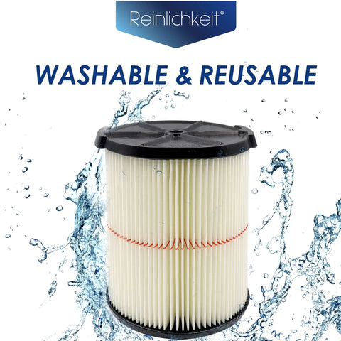 Replacement Cartridge Filter For 9-38754 Red Stripe General Purpose For 5 To 20 Gallon Shop Vacuums, washable and reusable