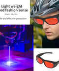 Heavy Duty Laser Safety Goggles Designed For Blue And Green Lasers Spanning 190 To 540 Nm Spectrum ideal for engraving, worn during laser work.
